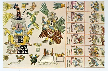 Copie fac-similé du codex Borbonicus, détail représentant Tlazolteotl et Tezcatlipoca